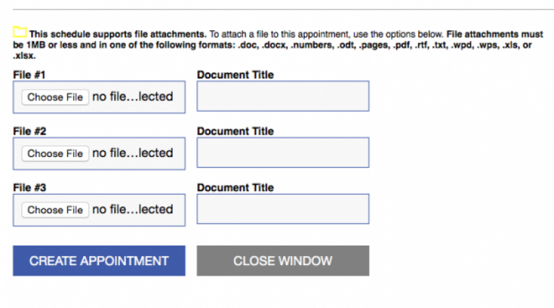 Upload a file for a drop off appointment 1